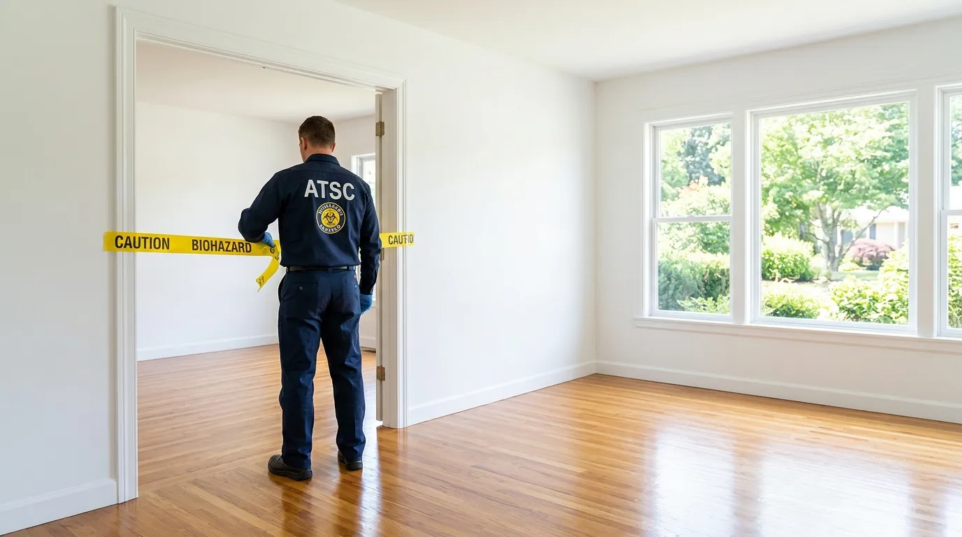 Certified biohazard cleanup crew performing Trauma Scene Cleanup in Succasunna